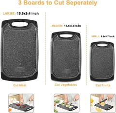 Cutting Boards for Kitchen, Large-Small Board Set of Large, Dark Gray