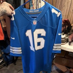 Nike Detroit Lions Jared Goff #16 Blue Silver White NFL Football Jersey Size 2XL