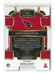 PARIS JOHNSON JR #3 RC 2023 PANINI SELECT CARDINALS BLACK GOLD