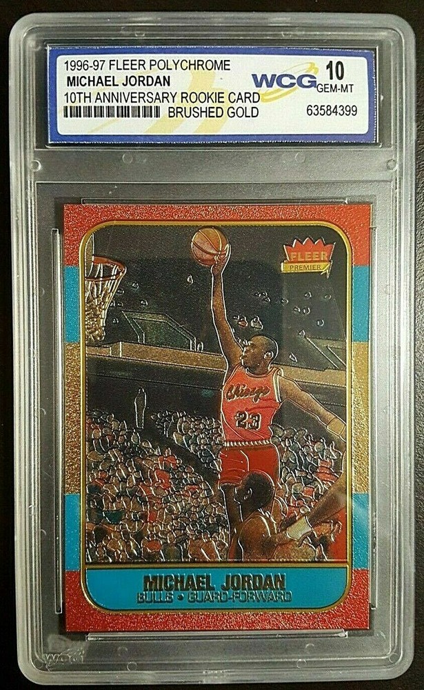 1996 MICHAEL JORDAN 👑 FLEER 10TH ANNIVERSARY « BRUSHED GOLD » ROOKIE CARD! 10 🔥