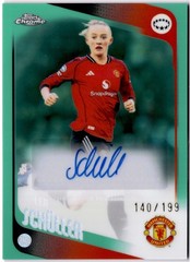 Lea Schuller 2025-26 Topps Chrome Women&rsquo;s Aqua Refractor Auto #140/199 Man U