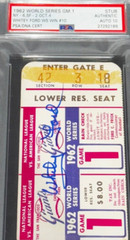 1962 World Series Game 1 Ticket Signed « Whitey Ford MLB Record 10 WS Win » PSA 10