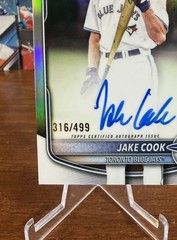 Jake Cook 2025 Bowman Chrome 1st Refractor Auto # /499 CPA-JC Blue Jays Jacob 25