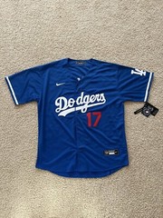sNWT Shohei Ohtani Dodgers Men&rsquo;s XL Blue Away Jersey Stitched #17