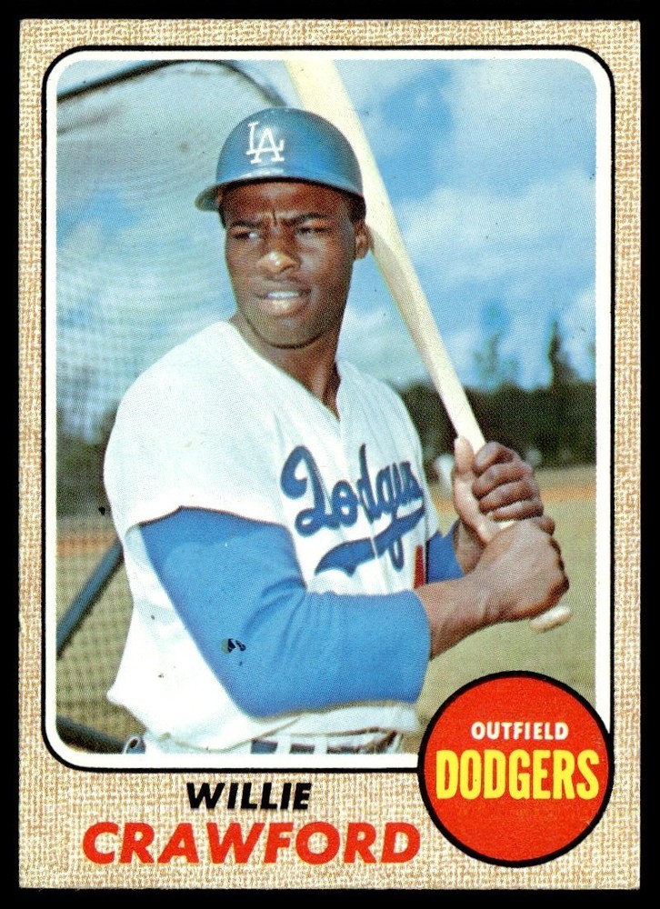 1968 Topps Baseball Card Willie Crawford Los Angeles Dodgers #417 EX-MT
