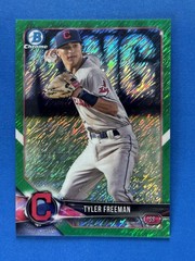 2018 Bowman Chrome Green Shimmer Refractor #BCP172 Tyler Freeman Indians #/99