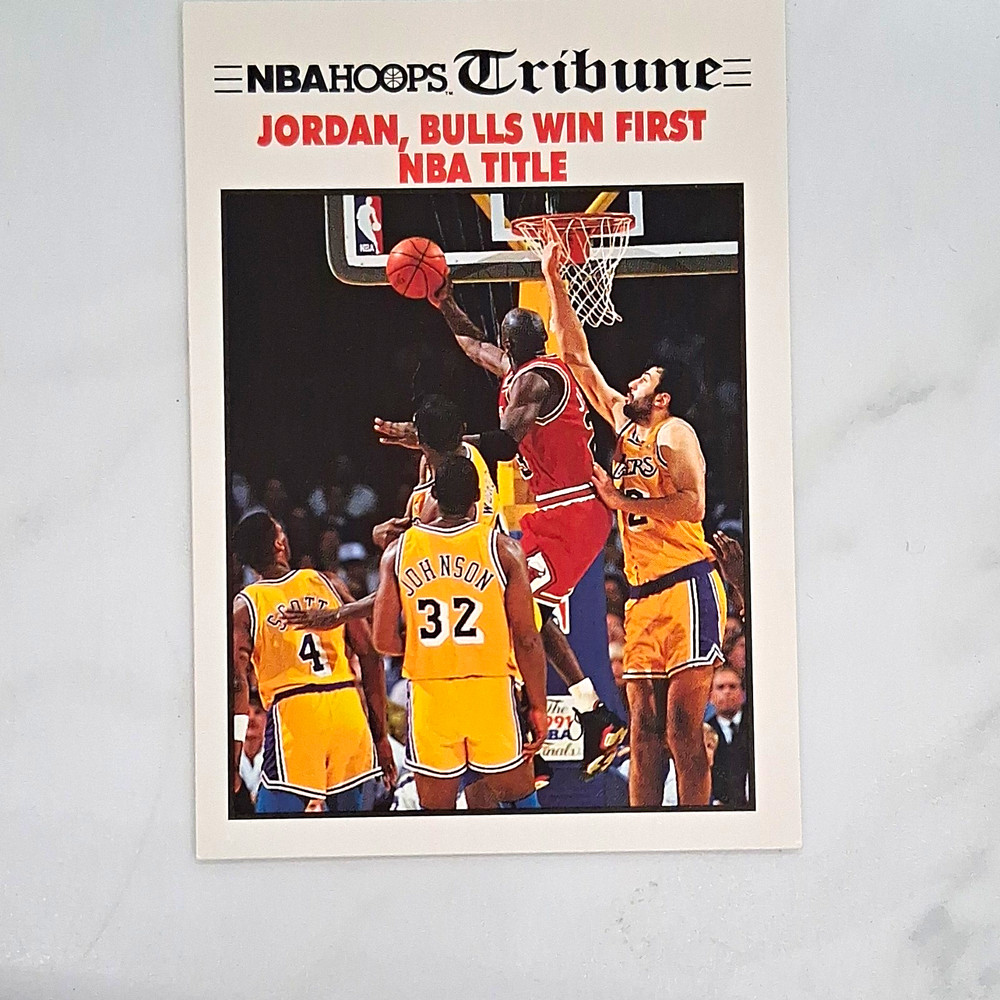NBA Hoops 1991 Hoops Tribune #542 Jordan Bulls Win First NBA Title Finals