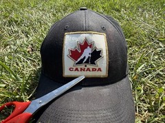Vintage Nike Hockey Team Canada Flex Fit Black Hat Cap One Size IIHF