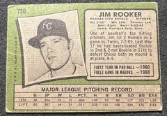 1971 TOPPS JIM ROOKER (KANSAS CITY ROYALS) HIGH #730 OC CORNER CREASE WRINKLES