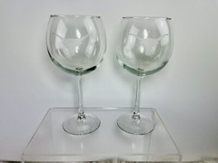 Pair Of 2 Texas Longhorns Stemmed Wine Glass Large Mouth Clear Frosted Logo EXC!