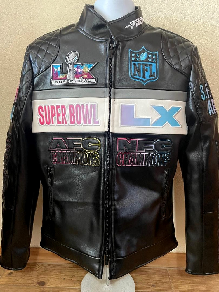2026 NFL Super Bowl LX San Francisco Moto Leather Jacket by Pro Standard Size L