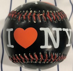 I Love New York NY BLACK W/ RED Stitches Souvenir baseball collectible ball