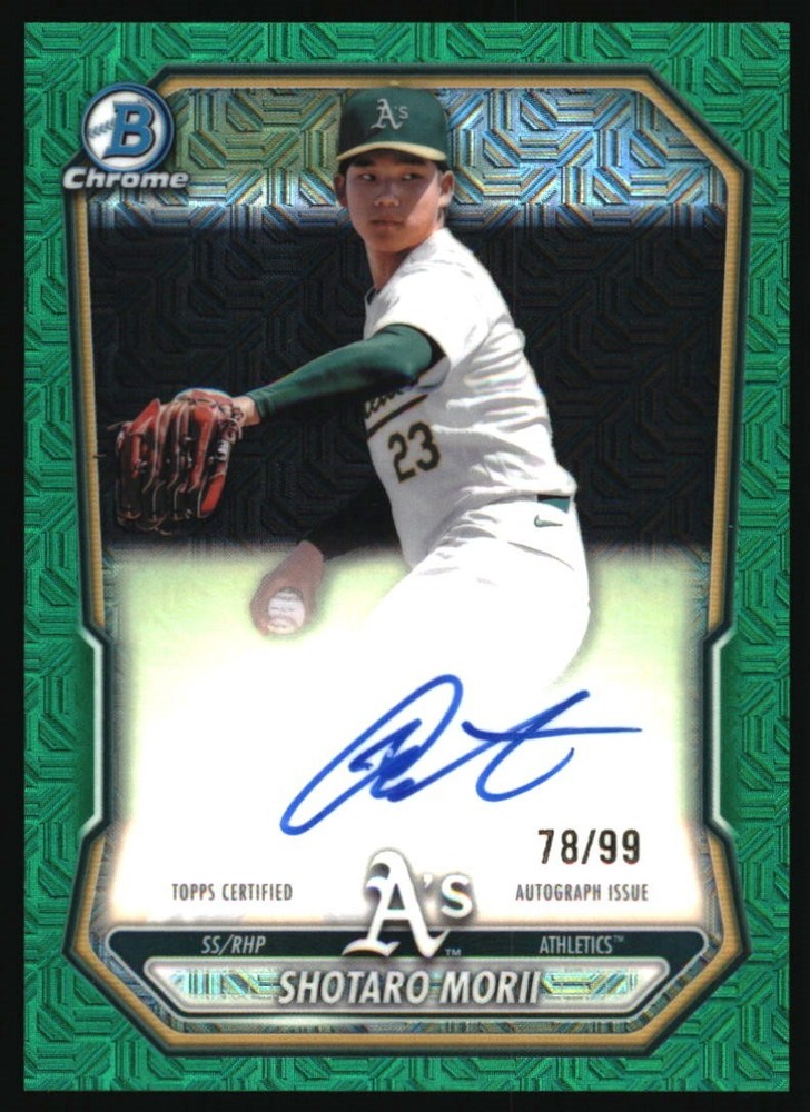 2026 Bowman Shotaro Morii Chrome Prospects Autographs Mojo Green /99 Athletics