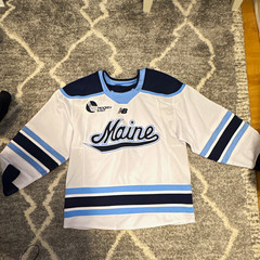 New Balance Maine Black Bears Ice Hockey Jersey Hockey East White Navy Blue