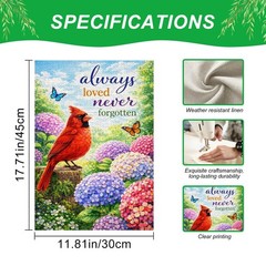 IVN Spring Summer Garden Flag 12×18 Inches, Welcome Cardinal Hydrangea Bush
