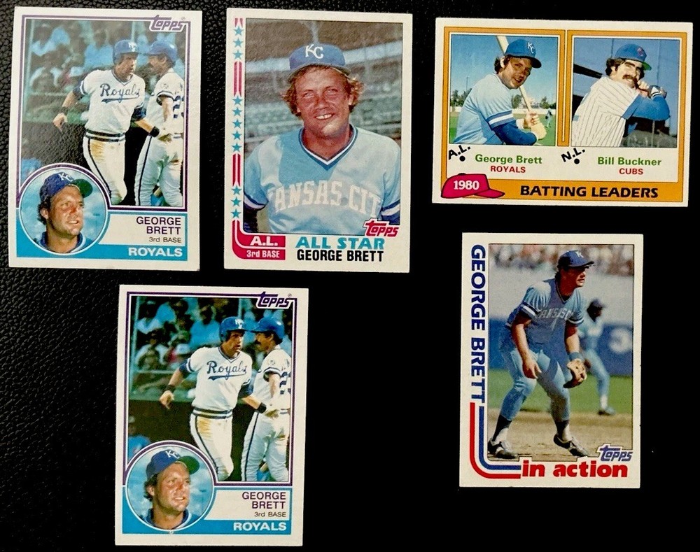 GEORGE BRETT▫️5 CARD LOT▫️TOPPS: #600 (x2), #549, #201, #1 (Batting)