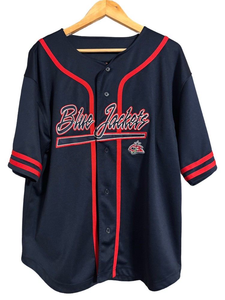 Blue Jackets Columbus Hockey Navy and Red Baseball Jersey Men’s/Unisex Size L