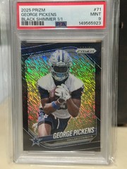 2025 George pickens Panini Prizm Black Shimmer 1/1 non rc Psa 9 pop 1