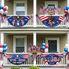 4 PCS 250th Anniversary USA Bunting Flag 3×1.5 Ft, America 250 Years Independenc