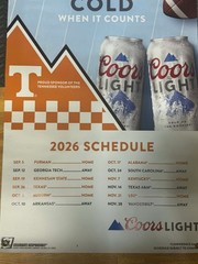 Tennessee Volunteers Coors Light 2026 Schedule Banner 24×36 Vols Beer Man Cave