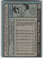 1980 Topps Mickey Rivers #485 Texas Rangers