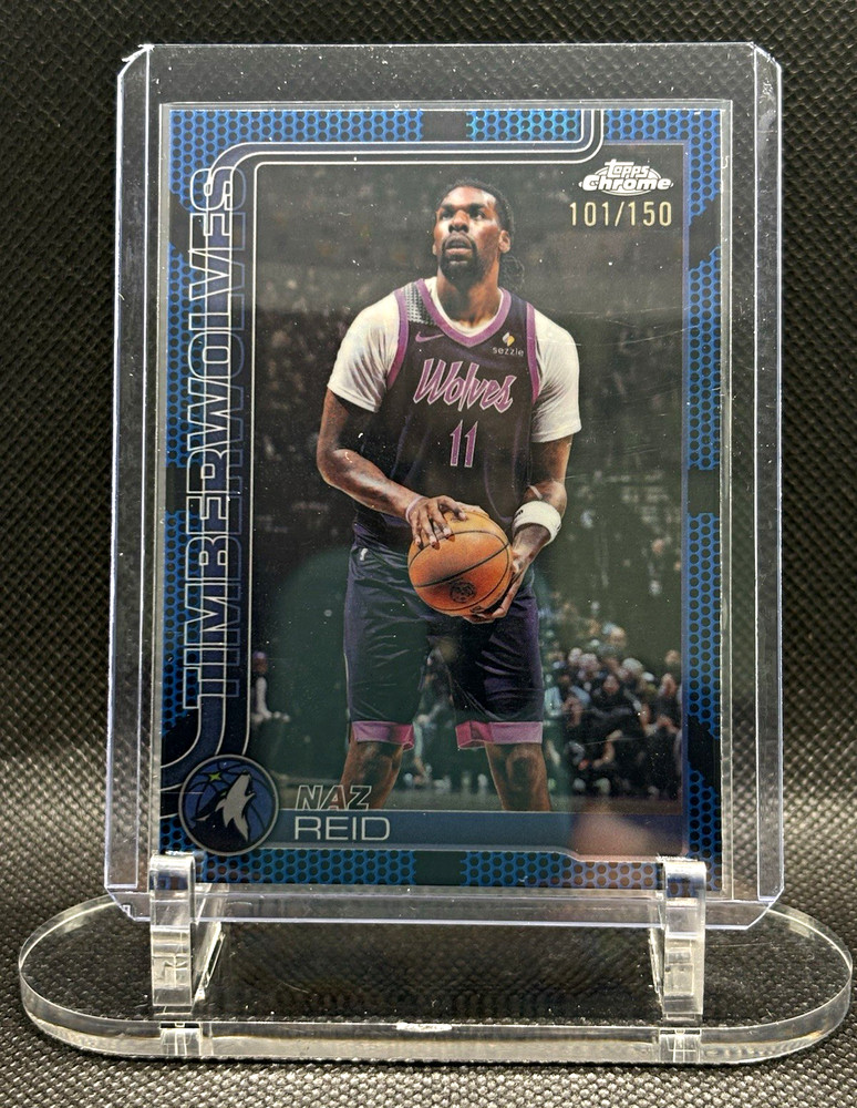 Topps 2025-26 Chrome Update Naz Reid #156 Blue Basketball Refractor /150 Wolves