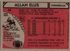Allan Ellis 1980 Topps #63 Chicago Bears