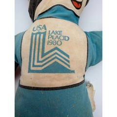 Vintage 1980 Lake Placid Olympic Mascot Roni the Raccoon Plush Doll USA Winter