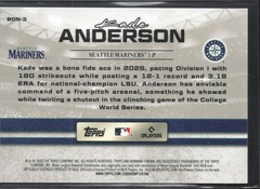2025 Bowman Draft #BDN-3 Kade Anderson Bowman Draft Night Speckle #/150