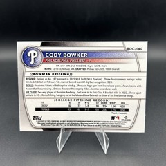 2025 Bowman Draft – Chrome Cody Bowker #BDC-140 Yellow Refractor /75 (RC)