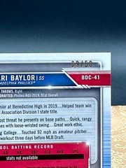 2019 Bowman Chrome Draft Sapphire GREEN #&rsquo;d /50 #BDC41 Jamari Baylor 1st Bowman
