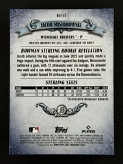 2026 Bowman Chrome Jacob Misiorowski Sterling Refractor #BST13 (RC) – Brewers