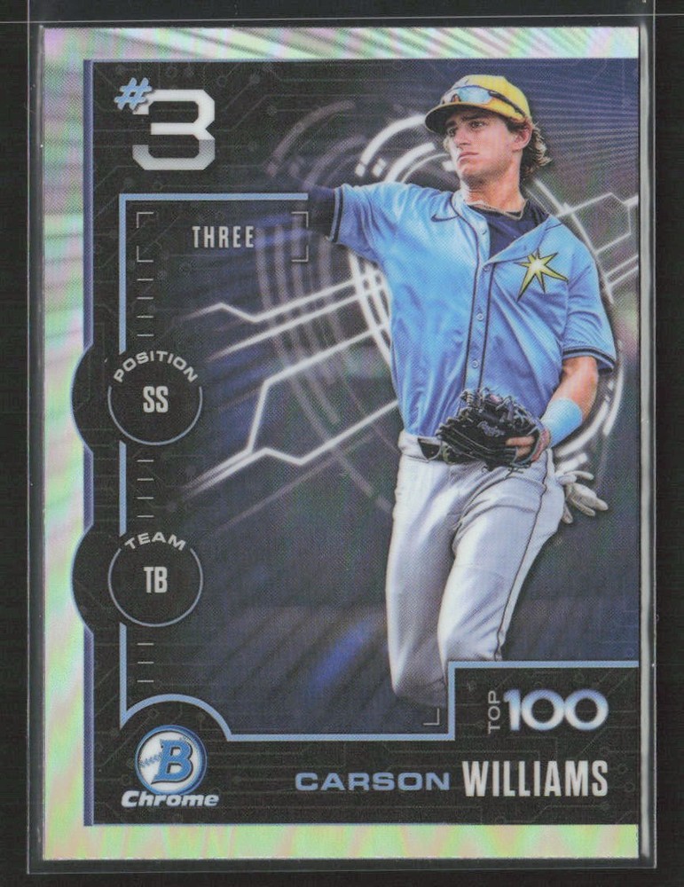 Carson Williams 2025 Bowman #BTP-3 Bowman Scouts Top 100 Tampa Bay Rays