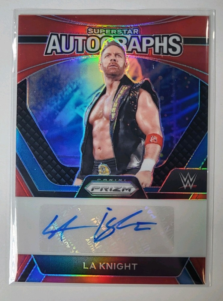LA KNIGHT 2024 Panini Prizm WWE Superstar Autographs #SA-LAK Auto /99 RED