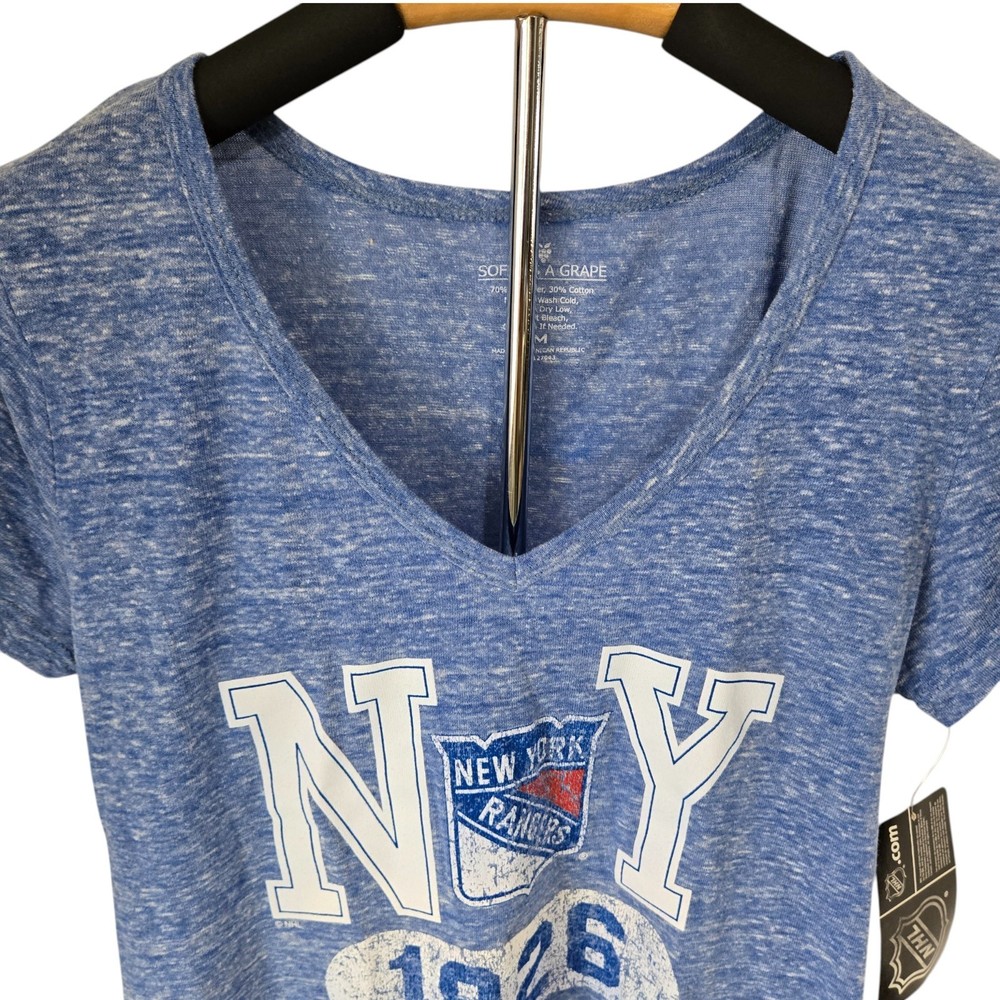 Women&rsquo;s NHL V-Neck Shirt Size Medium Blue New York Rangers 1926 Soft As A Grape