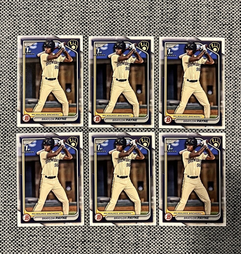 2024 Bowman Draft Paper Braylon Payne Milwaukee Brewers #BD-72 6 Card Lot