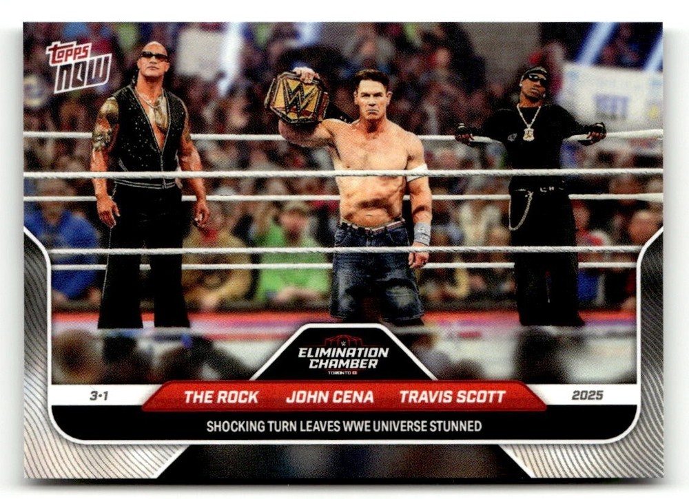 2025 Topps Now WWE Elimination Chamber #27 The Rock John Cena Travis Scott