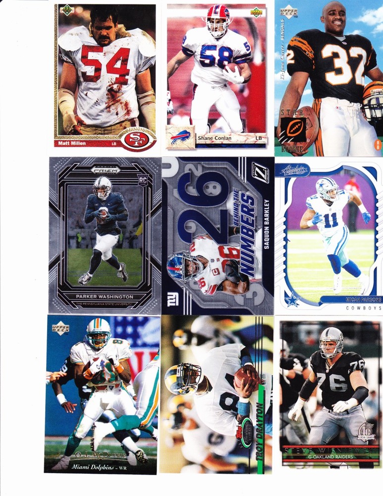 LOT OF 9 PENN STATE FOOTBALL CARDS- SAQUON BARKLEY + MICAH PARSONS + MATT MILLEN