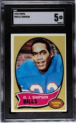 Oj Simpson 1970 Topps Rookie Card RC Buffalo Bills #90 SGC 5