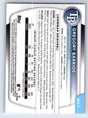 2025 Bowman Chrome GREGORY BARRIOS #BCP-7 Reptilian Refractor Chrome Prospects