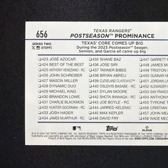TEXAS RANGERS 2024 Topps Black Crackle Foil #656 Postseason Prominence