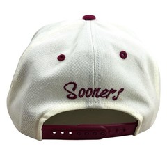 Oklahoma Sooners Script Hat Cap Snapback Cream Crimson Retro OU Top of the World