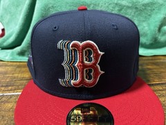 Boston Red Sox 1999 ASG Cascading Logo Navy Red NEW ERA FITTED 7 3/4 Green UV