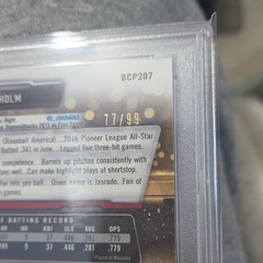 2017 Topps Bowman Chrome Jazz Chisholm BCP207 Green Refractor /99 1st PSA 10