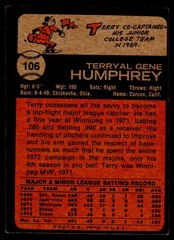 1973 Topps #106 Terry Humphrey – EX