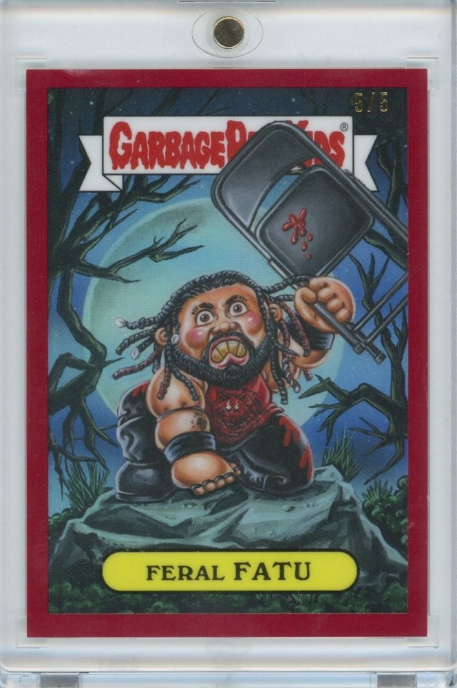 2026 Topps Chrome WWE Jacob Feral Fatu Garbage Pail Kids GPK Red #d 5/5