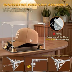 Hat Display Case, Acrylic Baseball Cap Display Box, UV Fade Protection, Solid
