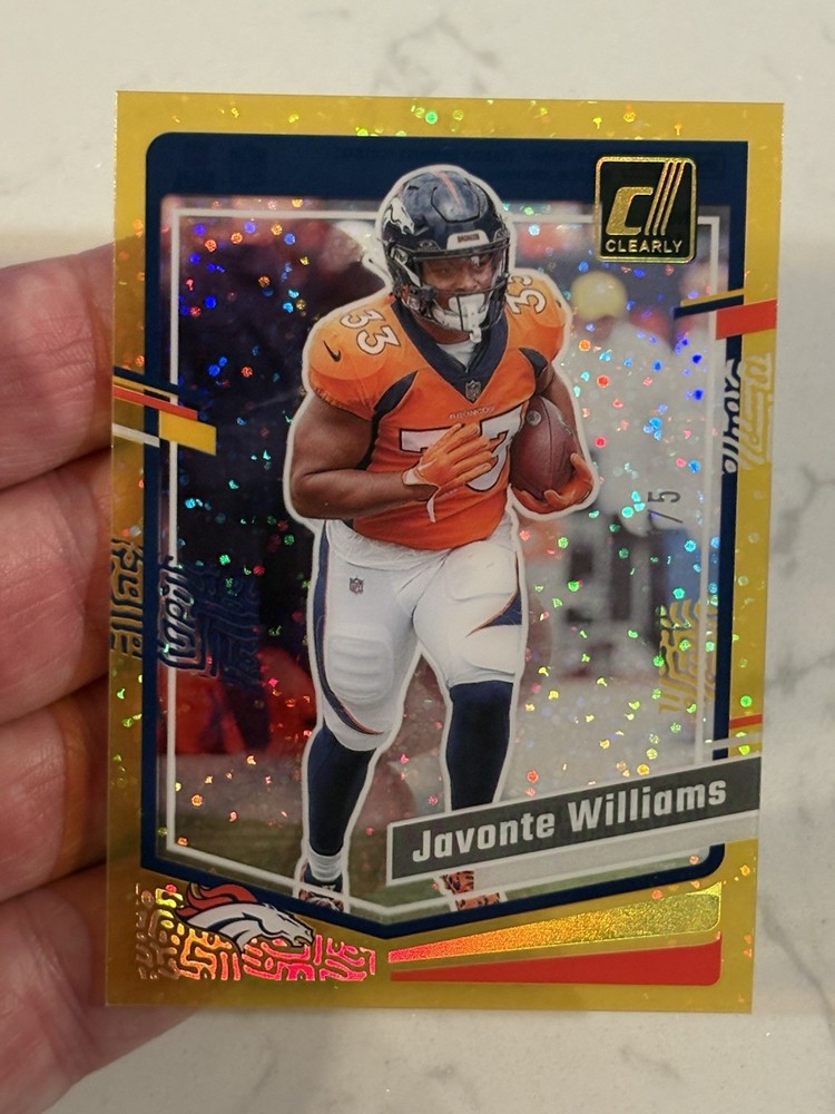 2023 Panini Clearly Holo Gold 1/5 Bookend SSP Javonte Williams Cowboys Star RB🔥