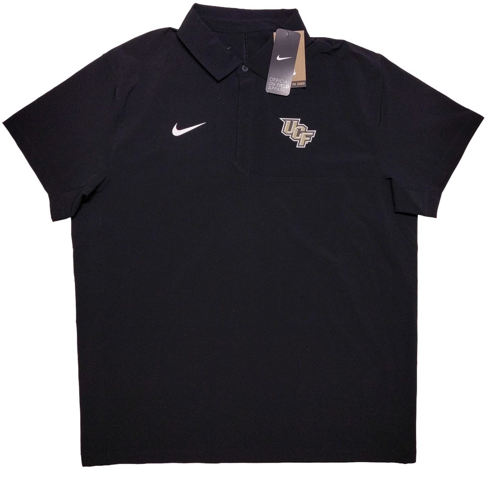 NIKE UCF Knights Short Sleeve Polo Shirt XL Solid Black ~ New