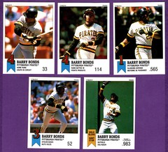 Barry Bonds Pirates 1991 Panini Top 15 Stickers – Group of 5 #&rsquo;s 12/20/33/43/105